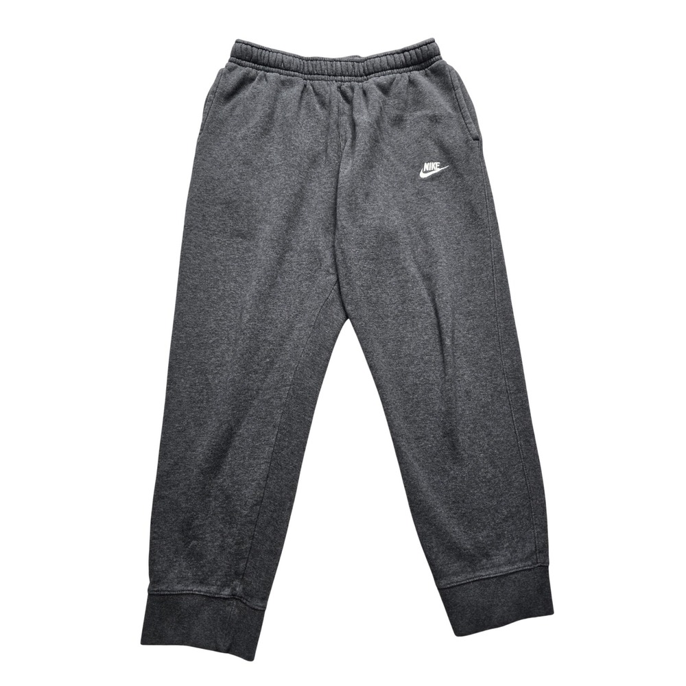 Nike Fleece Joggers Embroidered Logo Elastic Waist Charcoal Gray Mens Large